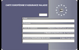 Recto d'une carte européenne d'assurance maladie.