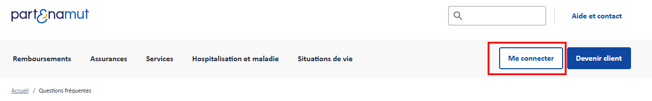 Quand vous êtes sur le menu du site web, après la partie "Situation de vie", le bouton "Me connecter" se trouve juste après cette partie. Cliquer sur ce bouton pour vous connecter.